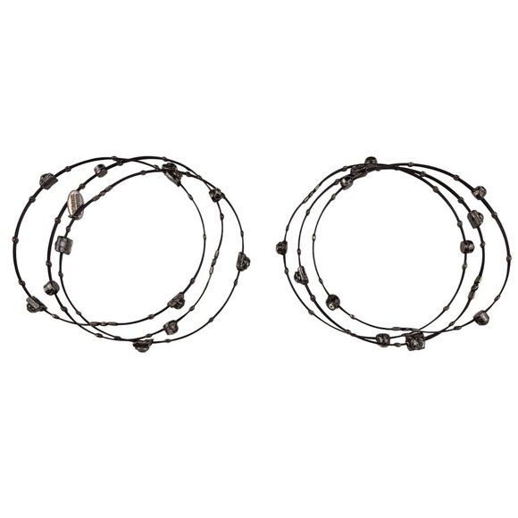 Seasonal Whispers Womens Black Metal Bracelets Set Crystal Accents Multi-Layer - Picture 3 of 6